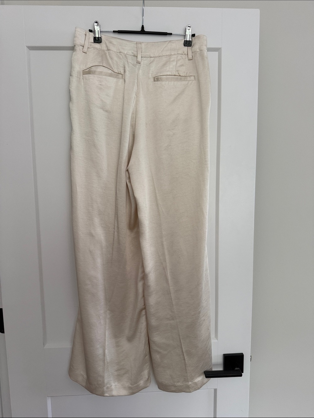High Rise Pleated Satin Wide-Leg Trousers - Picture 3 of 4